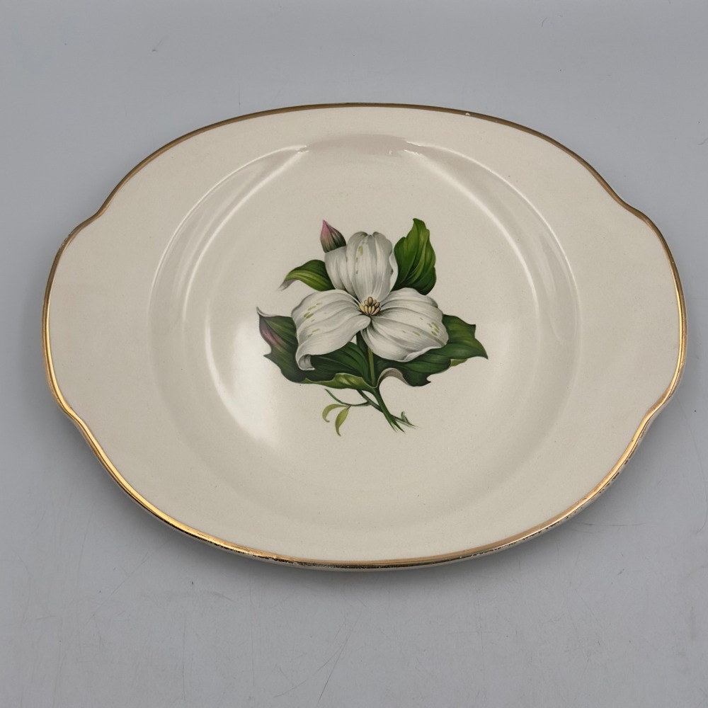 American Limoges Trillium G-410 Oval Platter Glamour 22K Gold Trim 12" Vintage